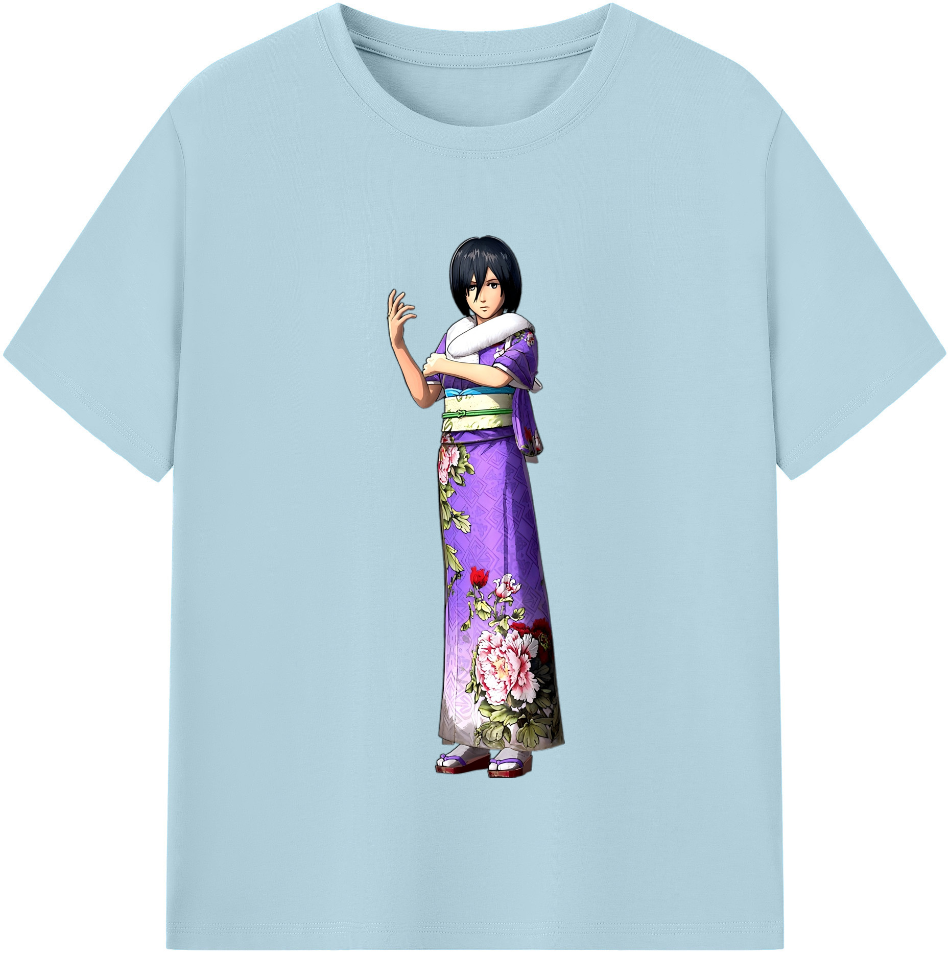 （画像用） 進撃の巨人 ミカサ·アッカーマン Attack on Titan Mikasa Ackerman 綿100％半袖Tシャツ（フロントプリント）